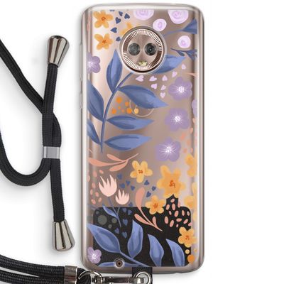 Flowers with blue leaves: Motorola Moto G6 Transparant Hoesje met koord