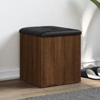 Opbergbankje 42x42x45 cm bewerkt hout bruin eikenkleur