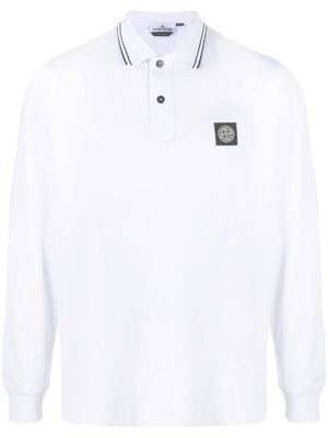 Stone Island polo à patch Compass - Blanc