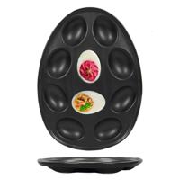 Eierschaal/serveerschaal voor gevulde eieren - zwart - keramiek - 26 x 19 cm