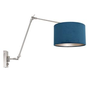 Steinhauer Wand leeslamp Prestige Chic met blauwe kap 8238ST