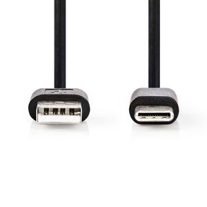 Nedis USB-Kabel | USB 2.0 | USB-A Male | USB-C Male | 2.5 W | 480 Mbps | Vernikkeld | 1.00 m | Rond | PVC | Zwart | Label - CCGL60601BK10