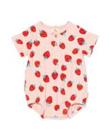 HEMA Newborn Romper Rib Katoen Met Stretch Aardbeien Lichtroze (lichtroze)