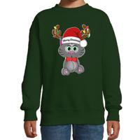 Kersttrui/sweater voor jongens/meisjes - Merry Christmas - groen - Kerst poesje