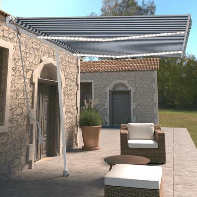 Luifel automatisch met LED en windsensor 350x250 cm blauw wit