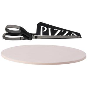 BBQ/oven pizzasteen rond keramiek 30 cm met zwarte pizzaschaar - Pizzaplaten