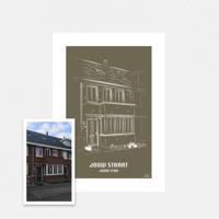 Persoonlijke illustratie met kleur A4 Staand Zonder Lijst Olive