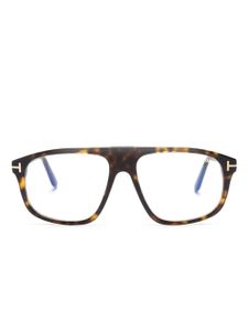 TOM FORD Eyewear lunettes de soleil pilote à effet écailles de tortue - Marron