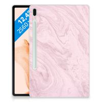 Samsung Galaxy Tab S7FE Tablet Back Cover Marble Pink - Origineel Cadeau Vriendin