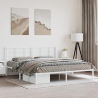 Bedframe met hoofdbord metaal wit 183x213 cm