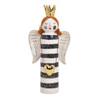 Engel van keramiek wit, zwart (B/H/D) 18x38x8cm