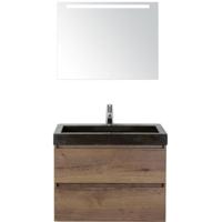 Maxx XL Badmeubelset 80 cm - Tabacco - Wastafel Lucca 1 Kraangat met LED Spiegel