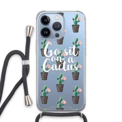 Cactus quote: iPhone 13 Pro Transparant Hoesje met koord