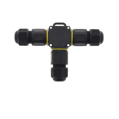 Kabelverbinder-T 3 polig IP68 waterdicht zwart 8-10mm kabel