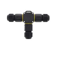 Kabelverbinder-T 3 polig IP68 waterdicht zwart 8-10mm kabel