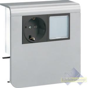 Hager plintgoot outlet stopcontact met LED-lamp alu 80mm