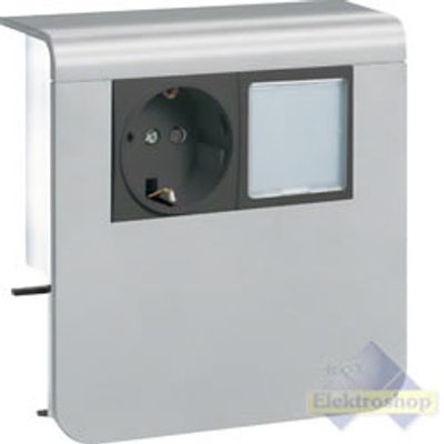 Hager plintgoot outlet stopcontact met LED-lamp alu 80mm
