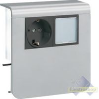 Hager plintgoot outlet stopcontact met LED-lamp alu 80mm