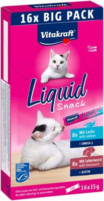 VITAKRAFT Vloeibare Snack Lever met Zalm - kattendelicatesse - 16x15g