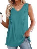 V Neck Casual Plain Loose Tank Top