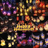 halloween pompoen spook lichtslingers 1.5m 10leds batterij aangedreven vleermuis spin schedel heks zwarte kat licht halloween thuis party tuin woonkamer balkon raam hanglamp Lightinthebox