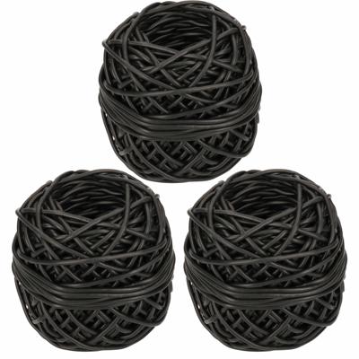 Bindbuis - 3x - 50 meter - zwart - nylon - 3 mm - binddraad planten - bindbuizen / binddraad