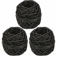 Bindbuis - 3x - 50 meter - zwart - nylon - 3 mm - binddraad planten - bindbuizen / binddraad