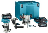 Makita RT001GM205 Boven- en kantenfrees | 40 V Max | 2 x 4.0 Ah accu + snellader | Incl. diverse voeten | In Mbox RT001GM205 - thumbnail