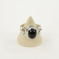 Zilveren Ring met Zwarte Onyx Maat 19 (Sterling Zilver 925) - thumbnail