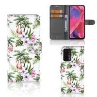 OPPO A54 5G | A74 5G | A93 5G | Telefoonhoesje | Met pasjeshouder | Flamingo Palms
