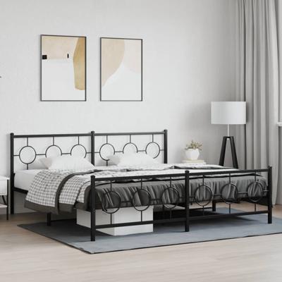 Bedframe met hoofd- en voeteneinde metaal zwart 200x200 cm