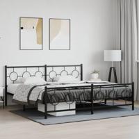 Bedframe met hoofd- en voeteneinde metaal zwart 200x200 cm