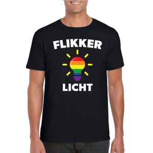 Flikker licht shirt met regenboog lampje zwart heren