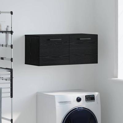 Wandkast Zwart eiken 80 x 36.5 x 35 cm Bewerkt hout