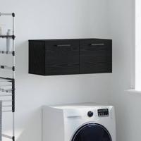 Wandkast Zwart eiken 80 x 36.5 x 35 cm Bewerkt hout Wandkast Zwart eiken 80 x 36.5 x 35 cm Bewerkt hout