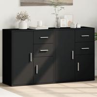 Dressoirs 2 st 60x31x70 cm bewerkt hout zwart