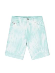 Diesel Kids short à imprimé tie dye - Bleu