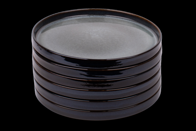 Set van 6 dinerborden - 26 cm - Porto - blauw met groen - recht rand - Portugees stoneware