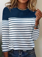 Crew Neck Striped Casual T-Shirt - thumbnail