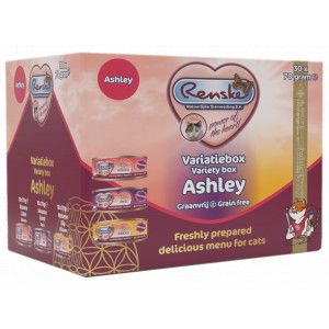 Renske Variatiebox Ashley Graanvrij mousse vers bereid natvoer kat (blik) 2 trays (60 x 70 g)