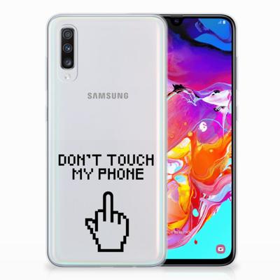 Samsung Galaxy A70 Silicone-hoesje Finger Don't Touch My Phone Samsung Galaxy A70 Silicone-hoesje Finger Don't Touch My Phone