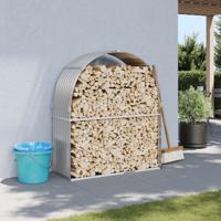 VidaXL Haardhoutopslag 120x45x140 cm gegalvaniseerd staal lichtgrijs