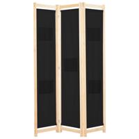 Kamerscherm met 3 panelen 120x170x4 cm stof zwart - thumbnail
