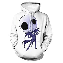 De nachtmerrie voor Kerstmis Jack Skellington Trui met capuchon Cartoon Manga Anime 3D Voorvak Grafisch Kangoeroe zak Voor Voor Stel Voor heren Dames Volwassenen Halloween Carnaval Maskerade 3D Lightinthebox