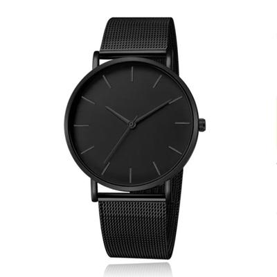 LGT JWLS Vintage Herenhorloge - Luxe Meshband - Helemaal Zwart - Zwarte Wijzerplaat