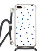 Blauwe stippen: iPhone 8 Plus Transparant Hoesje met koord