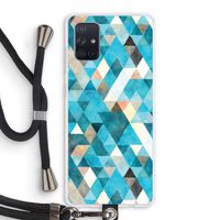 Gekleurde driehoekjes blauw: Samsung Galaxy A71 Transparant Hoesje met koord