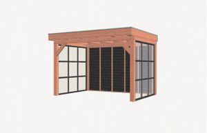 Trendhout Buitenverblijf Refter XL 375x285 cm - Combinatie 1- Plat dak- Onbehandeld lariks Douglas hout- Trendhout