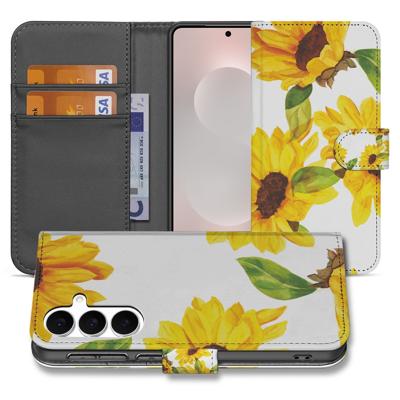 Samsung Galaxy S25 FE Hoesje Zonnebloemen Wallet PU Leer 3 Pasjes Samsung Galaxy S25 FE Hoesje Zonnebloemen Wallet PU Leer 3 Pasjes