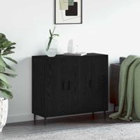 Dressoir met opslag met de deur Zwart 90 x 34 x 80 cm Bewerkt hout